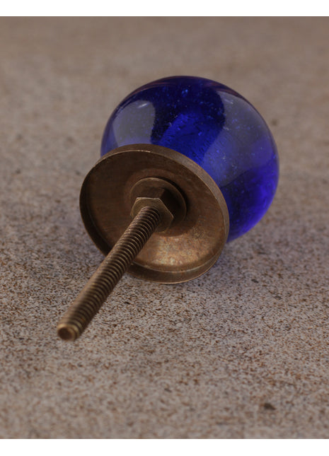 Antique Solid Blue Glass Dresser Cabinet Knob