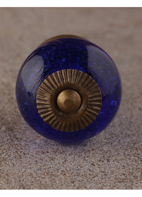 Antique Solid Blue Glass Dresser Cabinet Knob