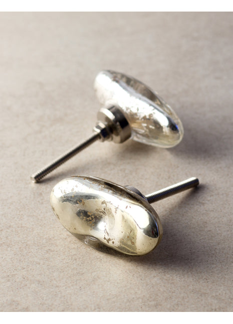 Oval Shaped Metallic Silver Kitchen Cabinet Knob