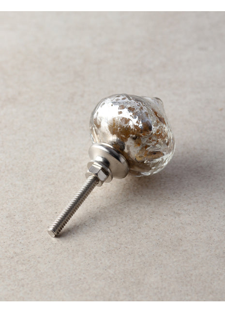 Antique Glass Metallic Round Silver Drawer Cabinet Knob