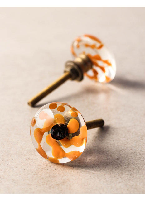 Antique Orange Transparent Round Shaped Drawer Knob