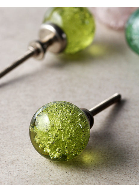 Vintage Crystalline Green Bubble Glassware Drawer Knob