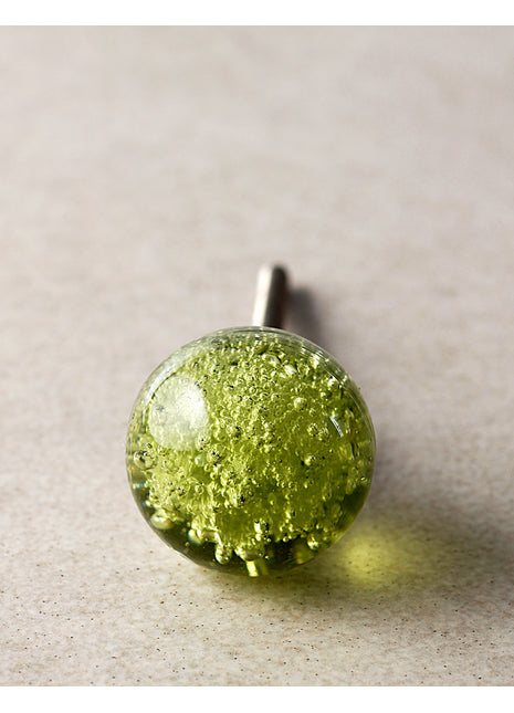 Vintage Crystalline Green Bubble Glassware Drawer Knob