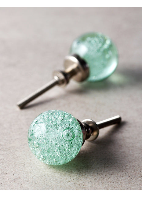 Crystalline Light Blue Bubble Glassware Kitchen Cabinet Knob