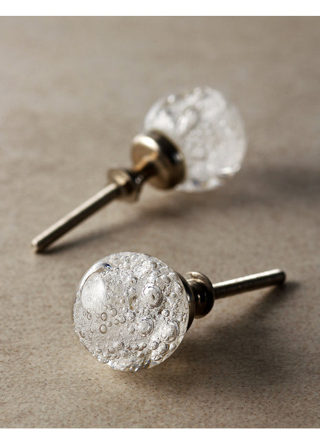 Well Designed Clear White Bubble Glassware Drawer Knob