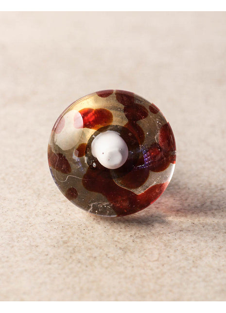 Clear Transparent Round Dresser Cabinet Knob With Red Polka Dots