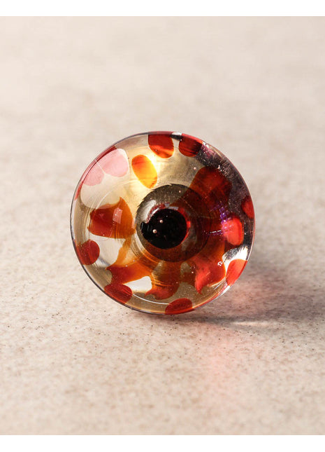 Clear Transparent Round Shaped Kitchen Cabinet Knob With Red Design