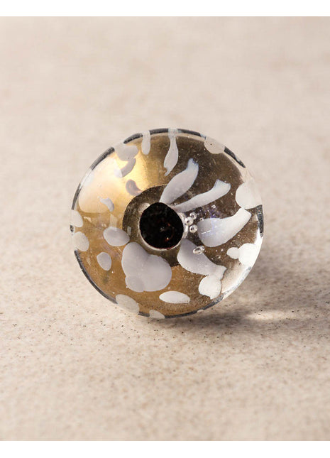 Transparent Round Dresser Cabinet Knob With White Design