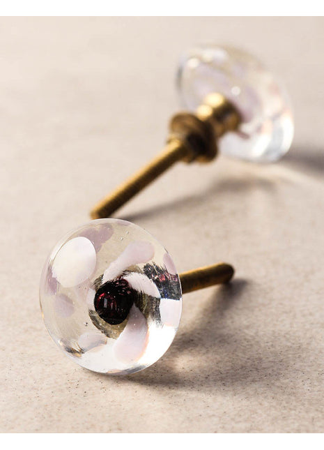 Clear Transparent Round Drawer Cabinet Knob With Polka Dots