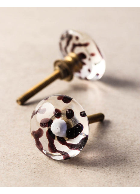 Maroon Translucent Round Shaped Glass Door Knob