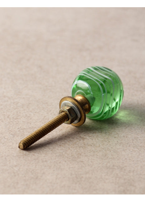 Antique Green Round Glass Drawer Cabinet Knob With White Swirl