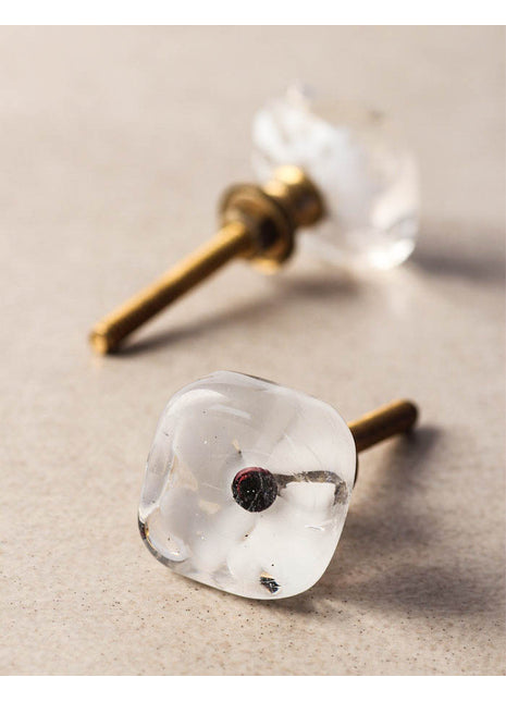 Stylish Translucent Square Shaped Door Knob With Turquoise Design