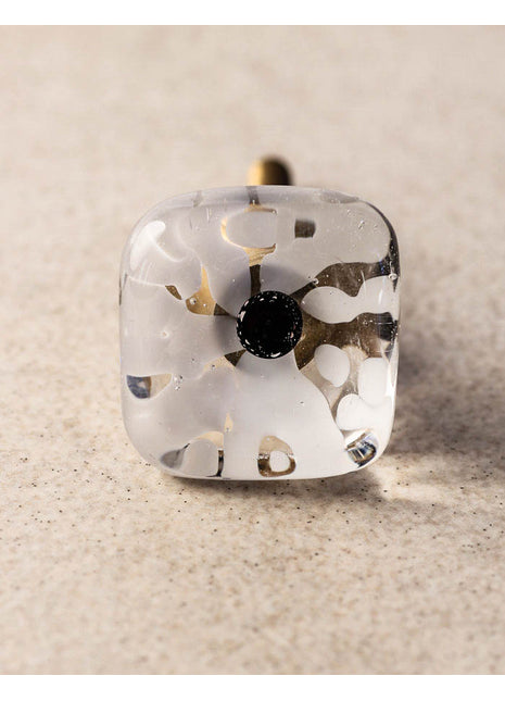 Stylish Translucent Square Shaped Door Knob With Turquoise Design