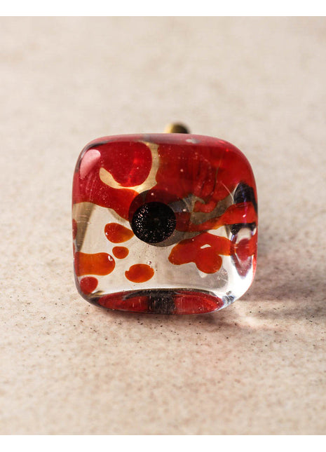 Red Translucent Square Shaped Kitchen Cabinet Knob