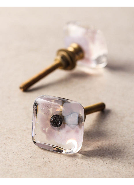 Salmon Pink Translucent Square Shaped Kitchen Cabinet Knob