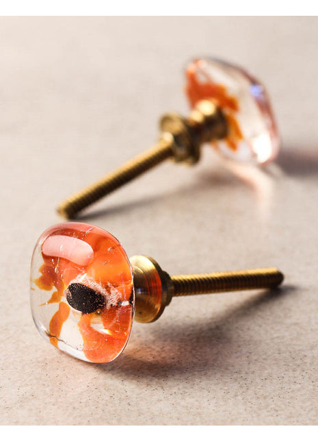 Orange Translucent Square Shaped Dresser Cabinet Knob
