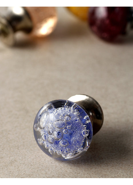 Vintage Crystal Blue Bubble Glassware Dresser Cabinet Knob