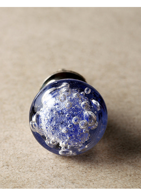 Vintage Crystal Blue Bubble Glassware Dresser Cabinet Knob