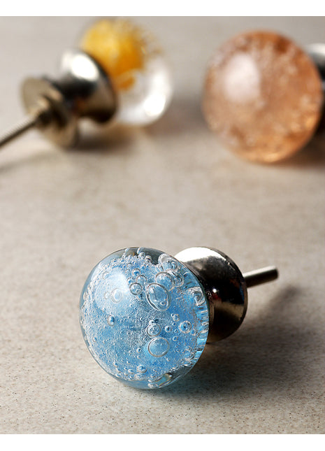 Antique Crystal Turquoise Bubble Glassware Drawer Cabinet Knob