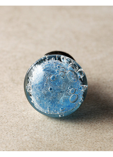 Antique Crystal Turquoise Bubble Glassware Drawer Cabinet Knob