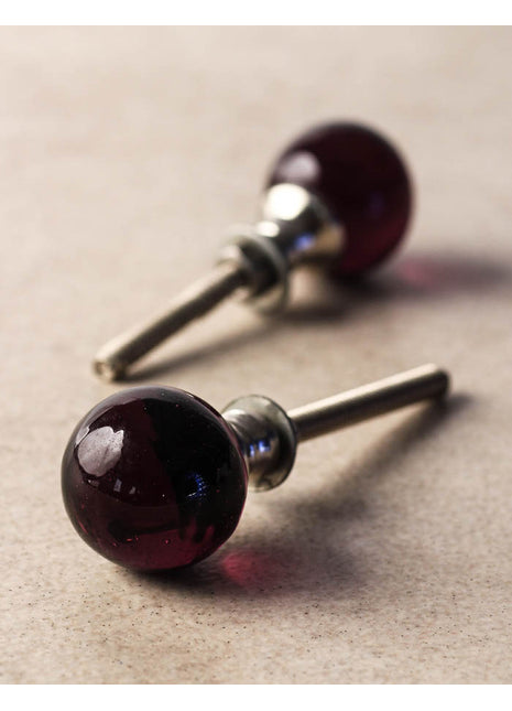 Ruby Red Glass Round Shaped Dresser Cabinet Knob