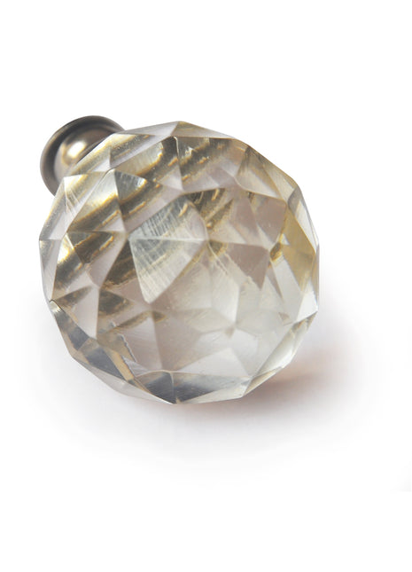 Transparent White Crystal Diamond Cut Door Knob