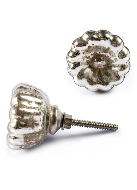 Elegant Floral Shaped Silver Metallic Drawer Knob