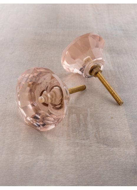 Designer Pink Diamond Cut Kitchen Cabinet Knob