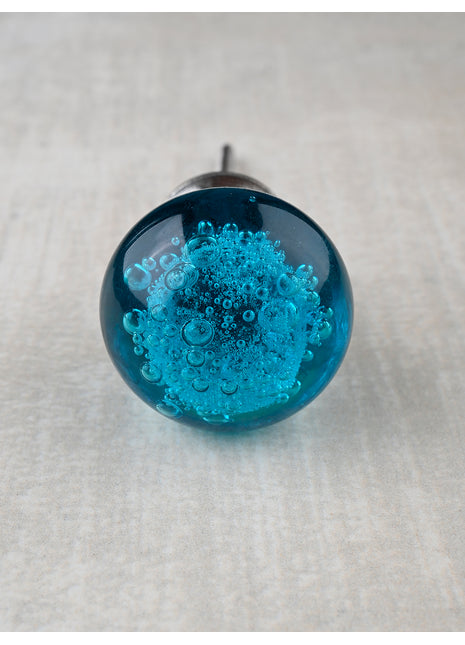 Dark Turquoise Bubble Glassware Dresser Cabinet Knob