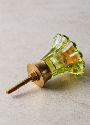 Moss Green Daisy Flower Glass Drawer Cabinet Knob