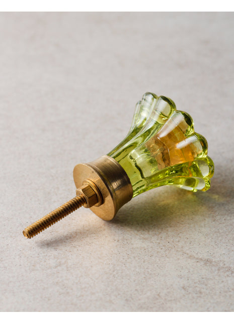 Moss Green Daisy Flower Glass Drawer Cabinet Knob