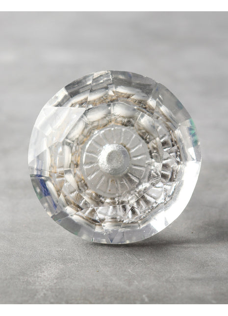 Clear Transparent Glass Diamond Cut Drawer Knob (XX-Large)