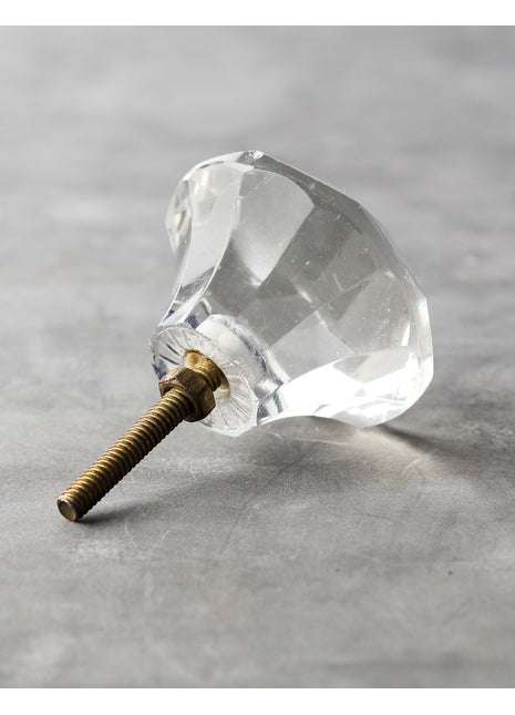 Clear Transparent Glass Diamond Cut Drawer Knob (XX-Large)