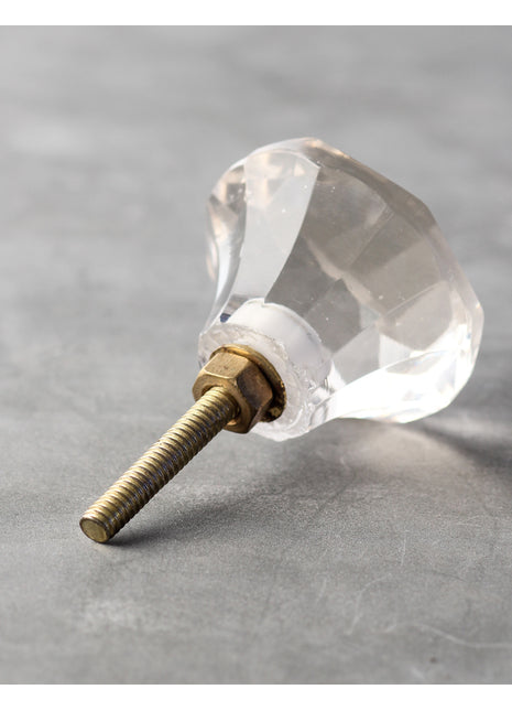 Clear Transparent Glass Diamond Cut Door Knob ( X Large)