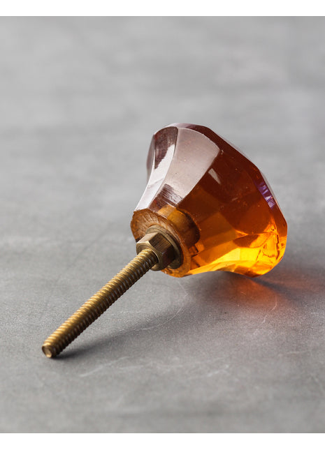 Vintage Orange Translucent Diamond Cut Dresser Cabinet Knob