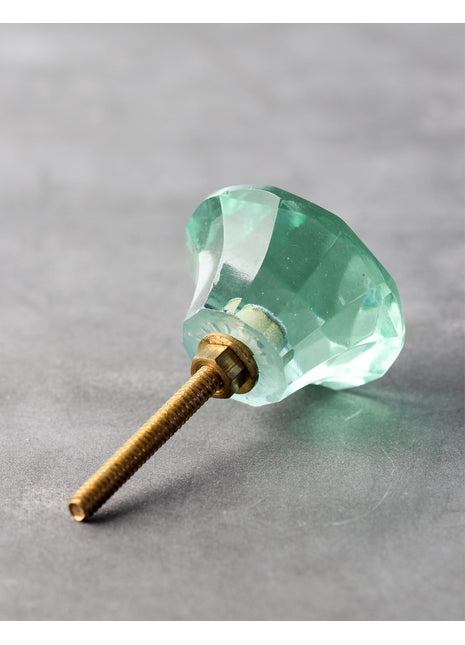 Green Crystalline Diamond Cut Kitchen Cabinet Knob