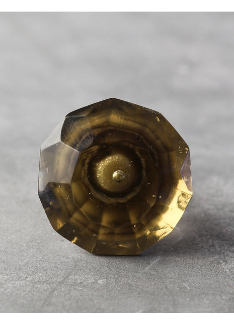 Olive Green Transparent Spiral Glass Diamond Cut Door Knob