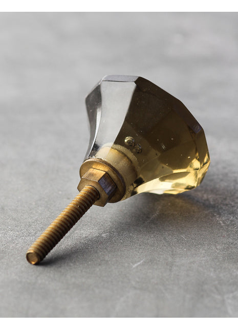 Olive Green Transparent Spiral Glass Diamond Cut Door Knob