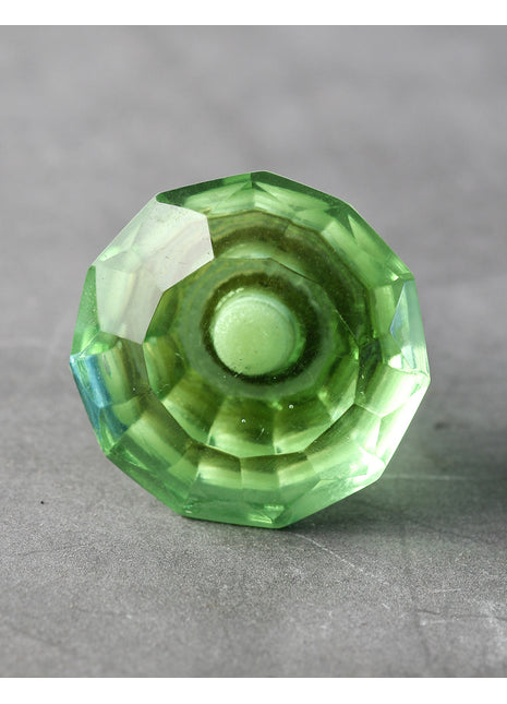 Emerald Green Glass Spiral Diamond Cut Drawer Cabinet Knob