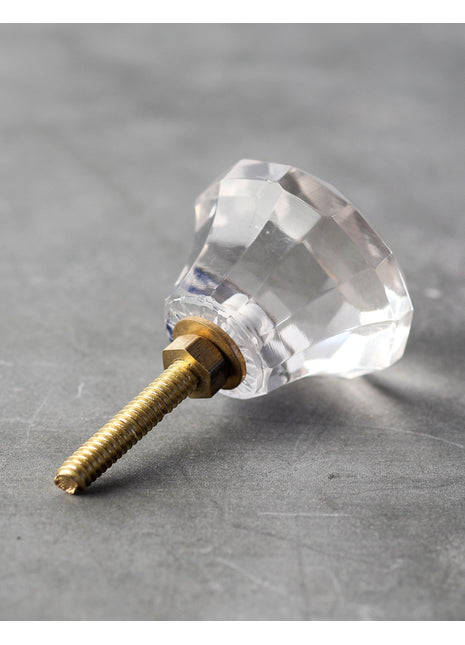 Clear Transparent Spiral Diamond Cut Kitchen Cabinet Knob