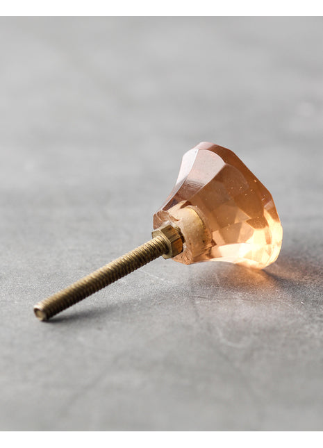 Stylish Brown Spiral Glass Diamond Cut Cabinet Knob