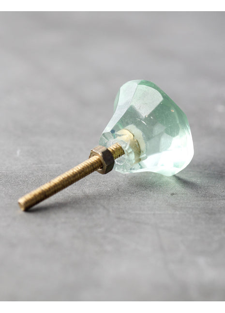 Antique Aqua Green Spiral Glass Diamond Cut Door Knob