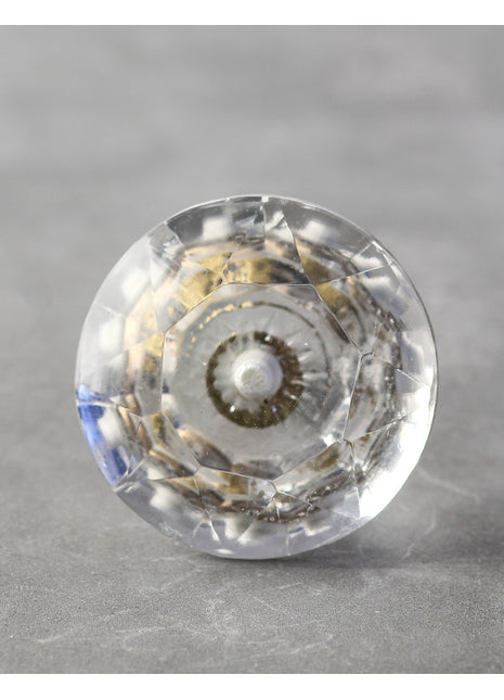 Clear Diamond Cut Spiral Glass Kitchen Cabinet Knob