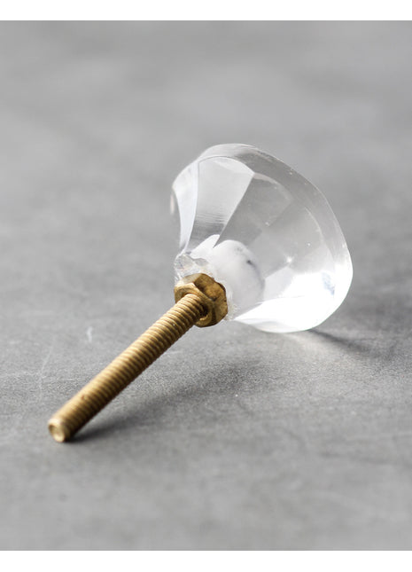 Clear Diamond Cut Spiral Glass Kitchen Cabinet Knob