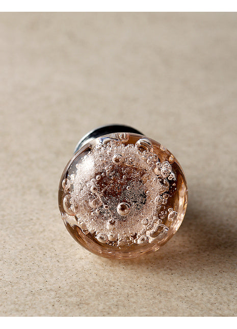 Antique Salmon Pink Bubble Glassware Dresser Cabinet Knob