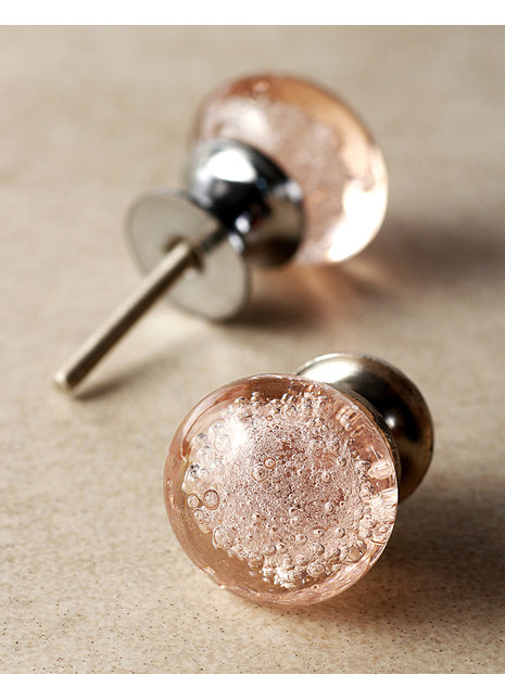 Antique Salmon Pink Bubble Glassware Dresser Cabinet Knob