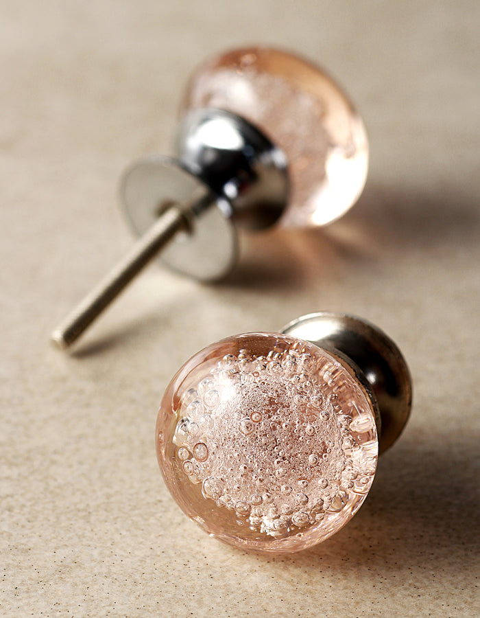 Antique Salmon Pink Bubble Glassware Dresser Cabinet Knob Antique Salmon Pink Bubble Glassware Dresser Cabinet Knob