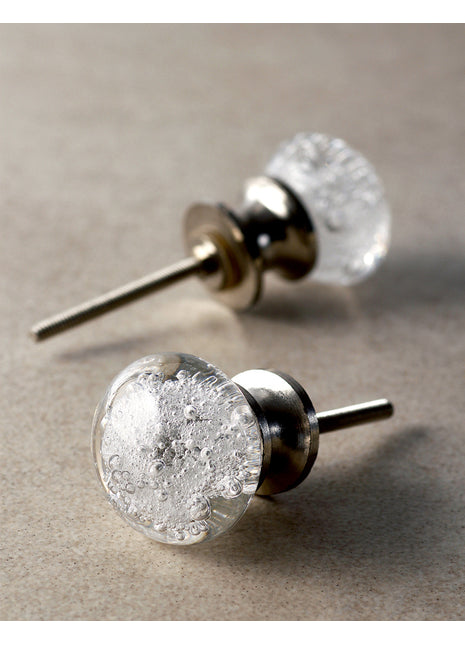 Handmade Crystalline Clear Bubble Glassware Drawer Knob