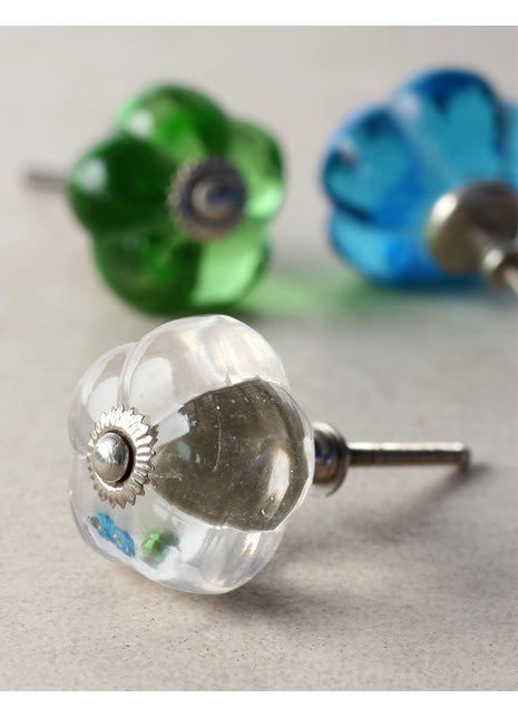 Clear Translucent Glass Melon Shaped Drawer Cabinet Knob