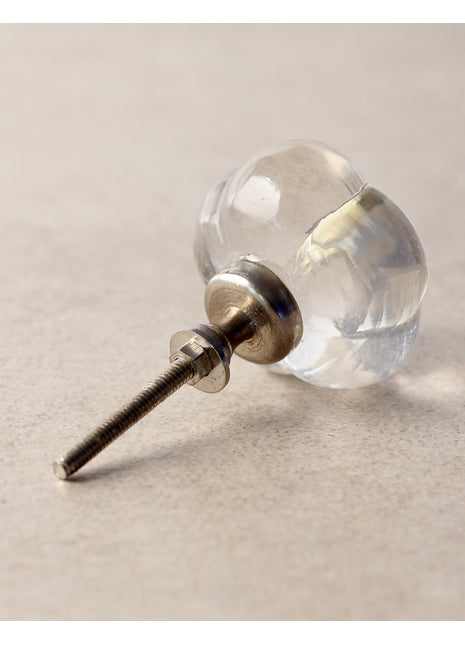 Clear Translucent Glass Melon Shaped Drawer Cabinet Knob